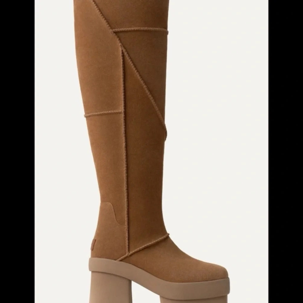 UGG new heights platform extra tall boots in Chestnut - Picture 8 of 12